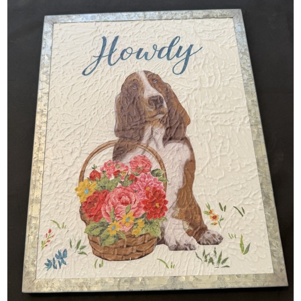 THE PIONEER WOMAN SPRING PAINTED MDF HOWDY SPRING BASSET HOUND SIGN